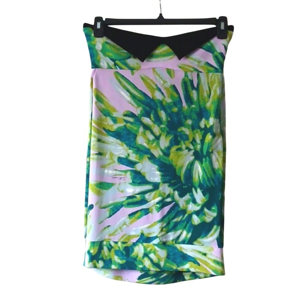 Just Cavalli Strapless Tube Style Dress Banded Hem Laverder Green Size 6/EU 42